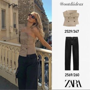 ZARA WOMAN NWT SS23 GABARDINE FABRIC BUSTIER WITH BELT